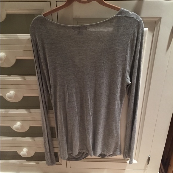 Pretty Calvin Klein ruched light gray dressy top - Picture 3 of 4